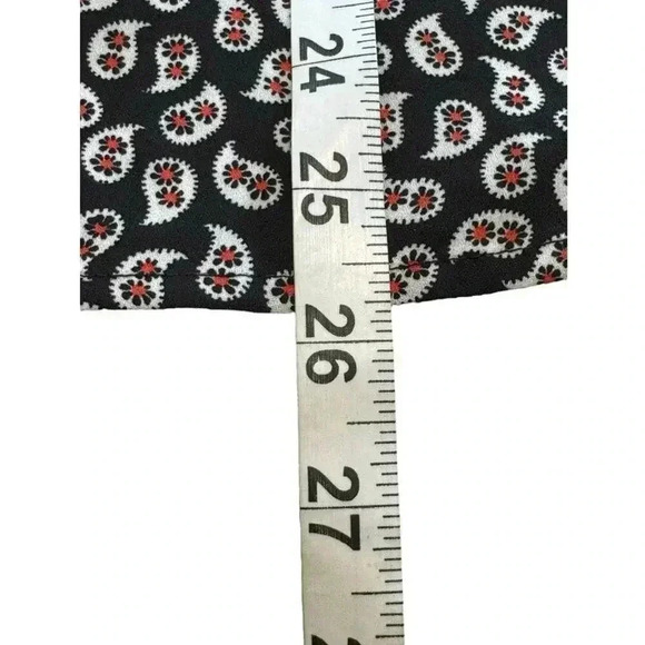 Loft Women's XS Black White Red Geometric High Neck Long Sleeve Top - Picture 6 of 6